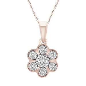 Natural 0.15ct Round Diamond Ladies Pendant in 10k Rose Gold - Picture 1 of 1