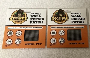 LOT of 2 GORILLA brand Flexible Wall Repair Patch 4" X 4" for Drywall or Plaster - Picture 1 of 2