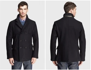 Billy Reid Men's Black Bond Wool Blend Peacoat Size Large Daniel Craig Skyfall - Picture 1 of 5