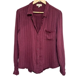 Cloth & Stone Relaxed Button Down Hemd Damen XL Burgund Gestreift Freizeit Top - Bild 1 von 8