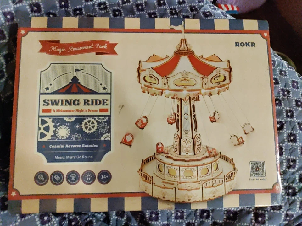 Robotime EA02 ROKR Swing Ride DIY Music Box 3D Wooden Puzzle