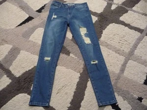 Skinny Boyfriend Damenjeans Größe 12 Used-Look Denim hellblau dehnbar - Bild 1 von 4
