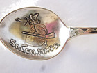 UNUSUAL SALEM WITCH STERLING SILVER SOUVENIR SPOON PAYE & BAKER FLORAL HANDLE