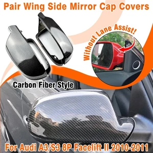 For Audi A4/S4 2010-2015 2pcs Carbon Style Side Mirror Covers NO Lane Assist - Picture 1 of 9