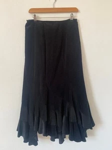 Per Una Skirt 12 Black Cord Long Maxi Long Steam Punk Gothic - Picture 1 of 10