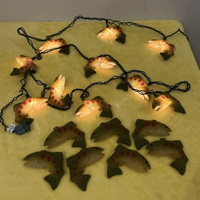 Juego de luces de cadena de peces trucha molde soplado de colección funcionando con 7 cubiertas adicionales Foto 1 de 3