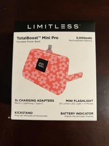 Limitless TotalBoost Mini Pro 5,000 mAh Portable Power Bank Ocean Marble w/ Kick - Picture 1 of 2
