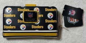 Loungefly - Pittsburgh Steelers NFL Logo - Zip Around Bifold Wallet NWT - Picture 1 of 4