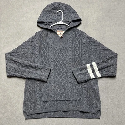 Birdwell Beach Britches Baja Fisherman Sweater Men M Gray Merino Wool Cable Knit - Image 1 of 4