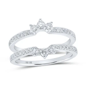 10kt White Gold Womens Round Diamond Wrap Enhancer Wedding Band 1/2 Cttw - Picture 1 of 1