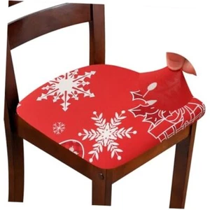Christmas Decoration Chair Covers Set of Stretch Printed Chair 6 Christmas Tree - Picture 1 of 7