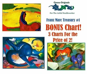 Franz Marc Deluxe Treasury#1-Three Counted Cross Stitch Patterns Charts - Picture 1 of 5