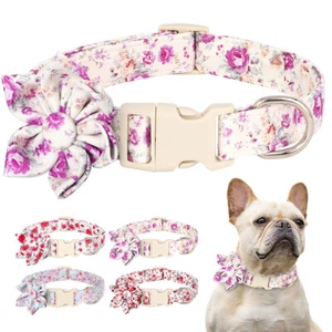 Soft Nylon Dog Collar with Removable Flower Adjustable Pet Necklace Small Large - Picture 1 of 17