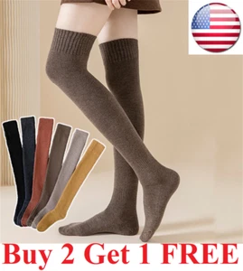 Women's Warm Knit Thigh High Boot Socks Extra Long Winter Stockings Leg Warmers - Picture 1 of 14