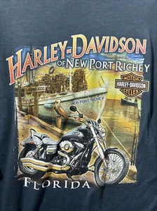 Harley Davidson Motorcycles t Shirt New Port Richey Florida Boat Dock Graphic - Picture 1 of 22
