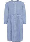 Neu Kleid mit Puffärmel Gr 38 Hellblau Weiss Gestreift Damen Minikleid Hemdkleid