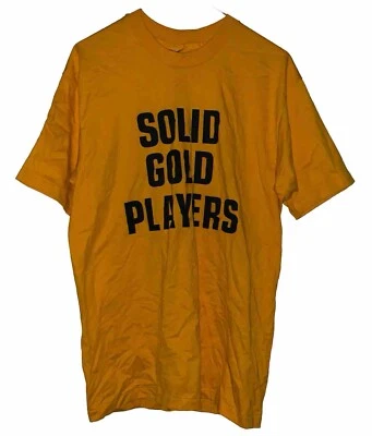 Camisa vintage Hanes 50/50 puntada única oro macizo tema jugadores camisa grande EE. UU. Foto 1 de 2