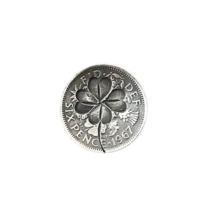 Lucky SIXPENCE Vintage Penny Coin four leaf clover Shamrock good luck Gift - Picture 1 of 1