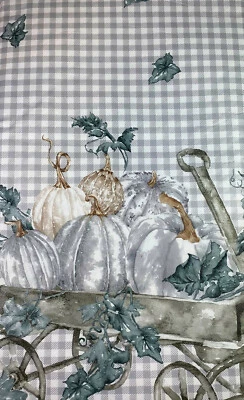 Bountiful Harvest Vinyl Tablecloths Gingham Check Pumpkins Assorted Sizes inc XL - Image 1 of 4