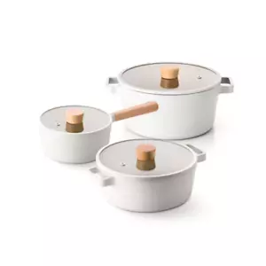 Juego de ollas antiadherentes NEOFLAM FIKA con tapa, inducción, hechas en Corea - Imagen 1 de 13