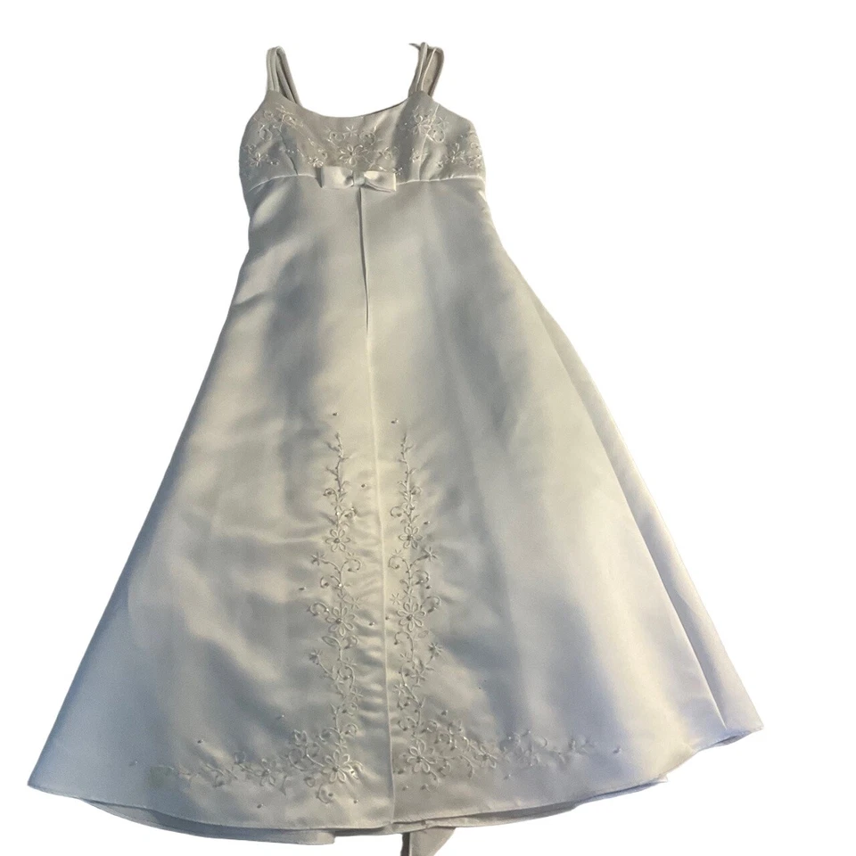 Vestido Lilly Niños Formal Blanco Bordado Espagueti Lazo Talla 8 Foto 1 de 4
