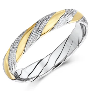 'VERKAUF' Handgefertigter Ehering 9 Karat Gelb & Weißgold gemustert Twist 4 mm - Bild 1 von 2