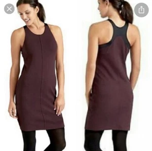 Athleta Whirlwind Tank Top Black Plum Purple Tennis Dress Bra Racer back Small S - Picture 1 of 8