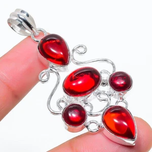 Red Carnelian Gemstone Handmade 925 Sterling Silver Jewelry Pendant Size 2.5" - Picture 1 of 1