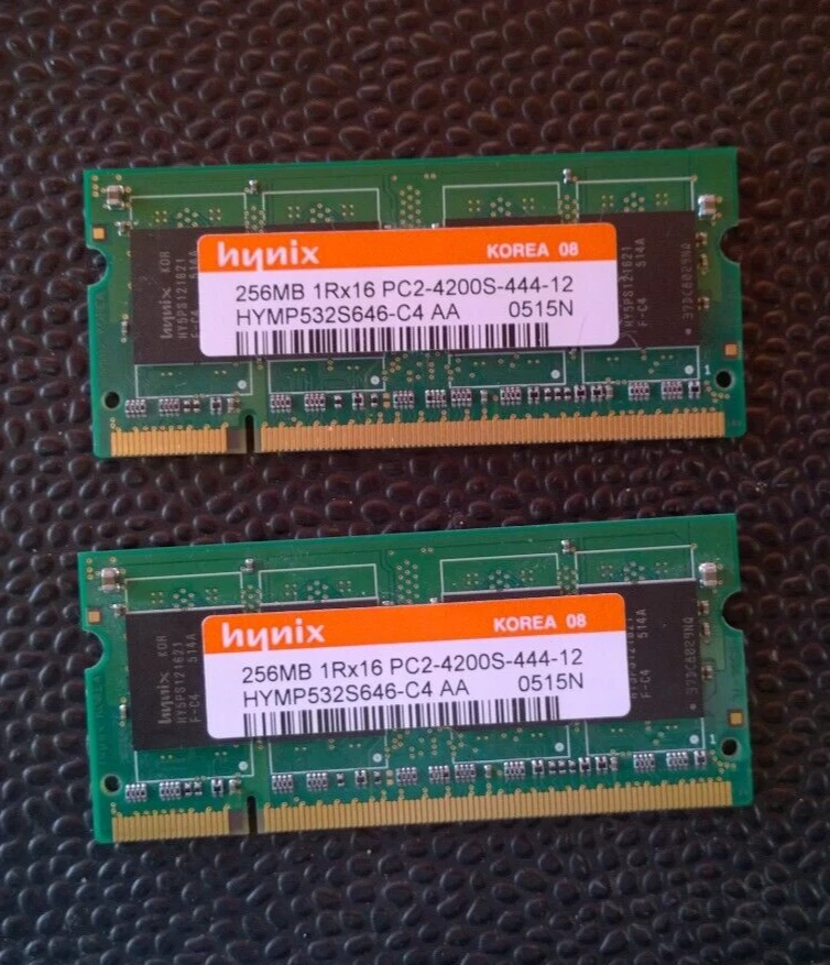 Hynix 512MB (2x256MB) PC2-4200 DDR2 533MHz Laptop Memory Ram (02) HYMP532S646-C4 - Image 1 of 1