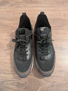 Michael Kors JENKINS Knit Trainer Soft Stretch Size 10 Blk/Brn Fashion Sneakers - Picture 1 of 6