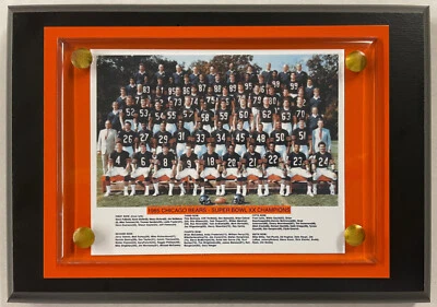 Chicago Da Bears Super Bowl XX 1985 equipo enmarcado foto-hombre arte rupestre-placa de pared Foto 1 de 4