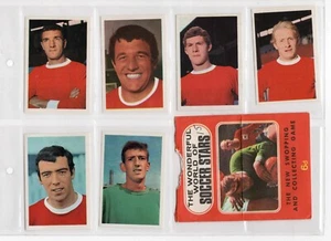 6 Manchester United FKS 1968 stickers plus one opened packet - Picture 1 of 2