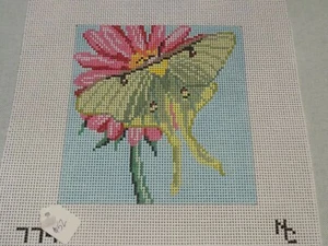 HAND PAINTED MOTH ON FLOWER - Picture 1 of 2