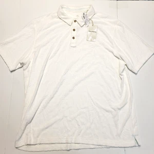 $110 New TOMMY BAHAMA Poolside Hibiscus TERRY CLOTH Polo Shirt Men 2XL XXL White - Picture 1 of 7
