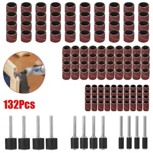 132Pcs Drum Sanding Kit Bands Sleeve 120Grit Mandrel For Dremel Rotary Tools Set - Picture 1 of 12