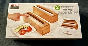 BRAND NEW-2 Piece Bamboo Food Wrap Dispenser Set by Seville Classic-Unopened - Picture 1 of 5