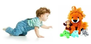 Plush Talking Stuffed Animals Jungle 6 Piece Set With Carrier  - Picture 1 of 6