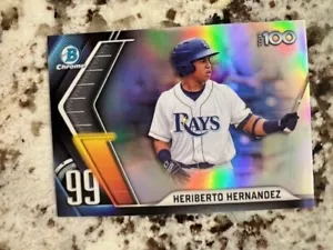 2022 BOWMAN CROMADO TOP 100 SCOUTS TARJETA TAMPA RAYS HERIBERTO HERNANDEZ #BTP-99 - Imagen 1 de 1