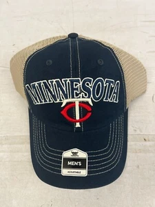 Minnesota Twins Baseball Cap Men's Fan Favorite Adjustable Mesh Navy Beige L7 - Picture 1 of 5