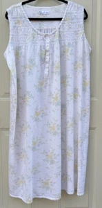 Classic Element Size Large (?) Nightgown Gown 100 % Cotton Yellow & white - Picture 1 of 3