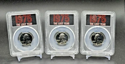 1976-S (1975) Proof SET QUARTER PCGS PR70 CAM The Lost Year Label LOT OF 3 - Image 1 of 4