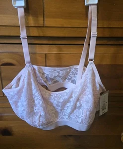 New Auden Women Size Medium Lightly Lined Scoop Neck Lace Bralette Bra Pink - Picture 1 of 4