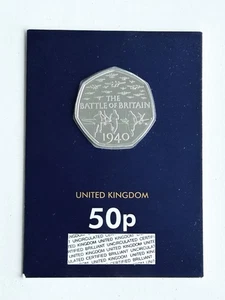 Moneta 50p Battaglia d'Inghilterra 2019 50 pence BUNC controllo cambio Regno Unito - Foto 1 di 2