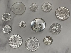 Vintage 12Czechlo Clear Depression Crystal Glass Crafting Buttons 107-34 - Picture 1 of 15