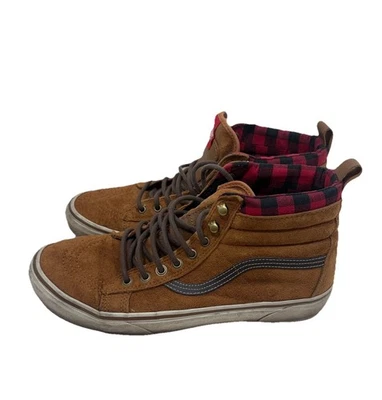 Vans Sk8 Hi MTE Scotchgard Marrón Gamuza Rojo Negro Forrado a Cuadros - Para Hombres 11 Foto 1 de 4
