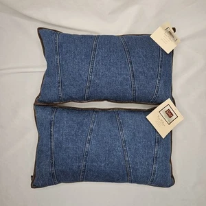 De colección NUEVO Woolrich Denim Almohadas Acento Tiro Sherpa Pluma Conjunto de Dos 11x18 - Imagen 1 de 19