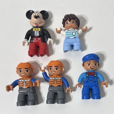 Lego Duplo Figure 5 Pc LOT Mickey Mouse Construction Train Conductor Boy Kid - Image 1 of 4