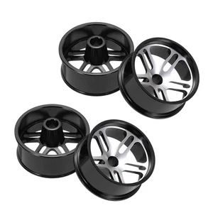 4 Pezzi 23.5mm OD RC Cerchi Ruota Auto 5 Raggi Lega di Alluminio per RC Auto, Nero - Foto 1 di 6