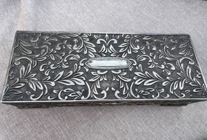Vintage 1992 Godinger Silver plated leaves 9” wide jewelry box w/mirror Estate - Picture 1 of 9