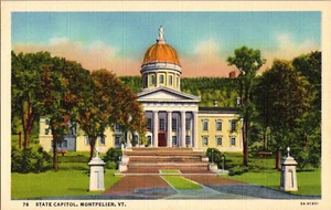 Cartolina Campidoglio di Stato Montpelier Vermont lino non spedita - Foto 1 di 2